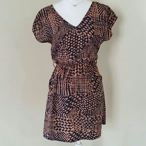 Casual summer dress- navy and orange